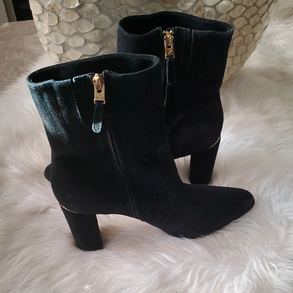 Brian Atwood Black Ankle Booties with Suede Finish - Picture 10 of 12